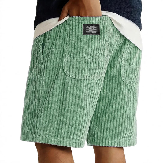 2026 Mens Corduroy Shorts Vintage Solid Color Loose Straight Knee Length Outdoor Casual Spring Summer Stylish Breathable Shorts