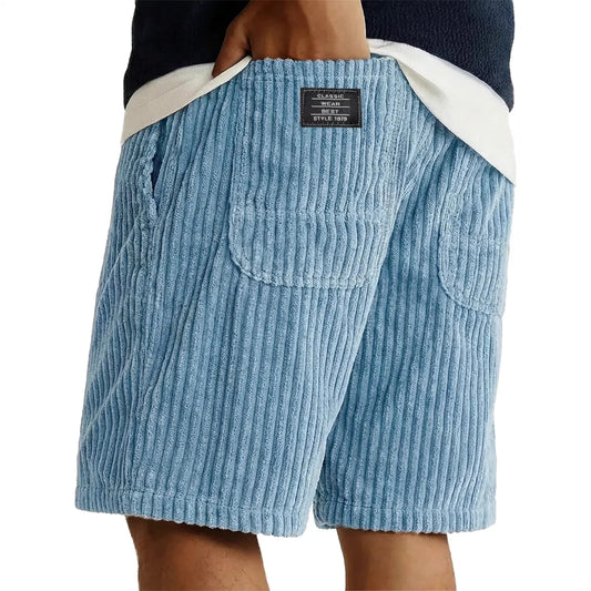 2026 Mens Corduroy Shorts Vintage Solid Color Loose Straight Knee Length Outdoor Casual Spring Summer Stylish Breathable Shorts