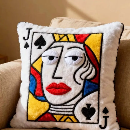 Funny Cartoon Embroidered Pillow Quirky Soft Sofa Throw Pillow Square Game Theme Patchwork Pillow Living Room Decor